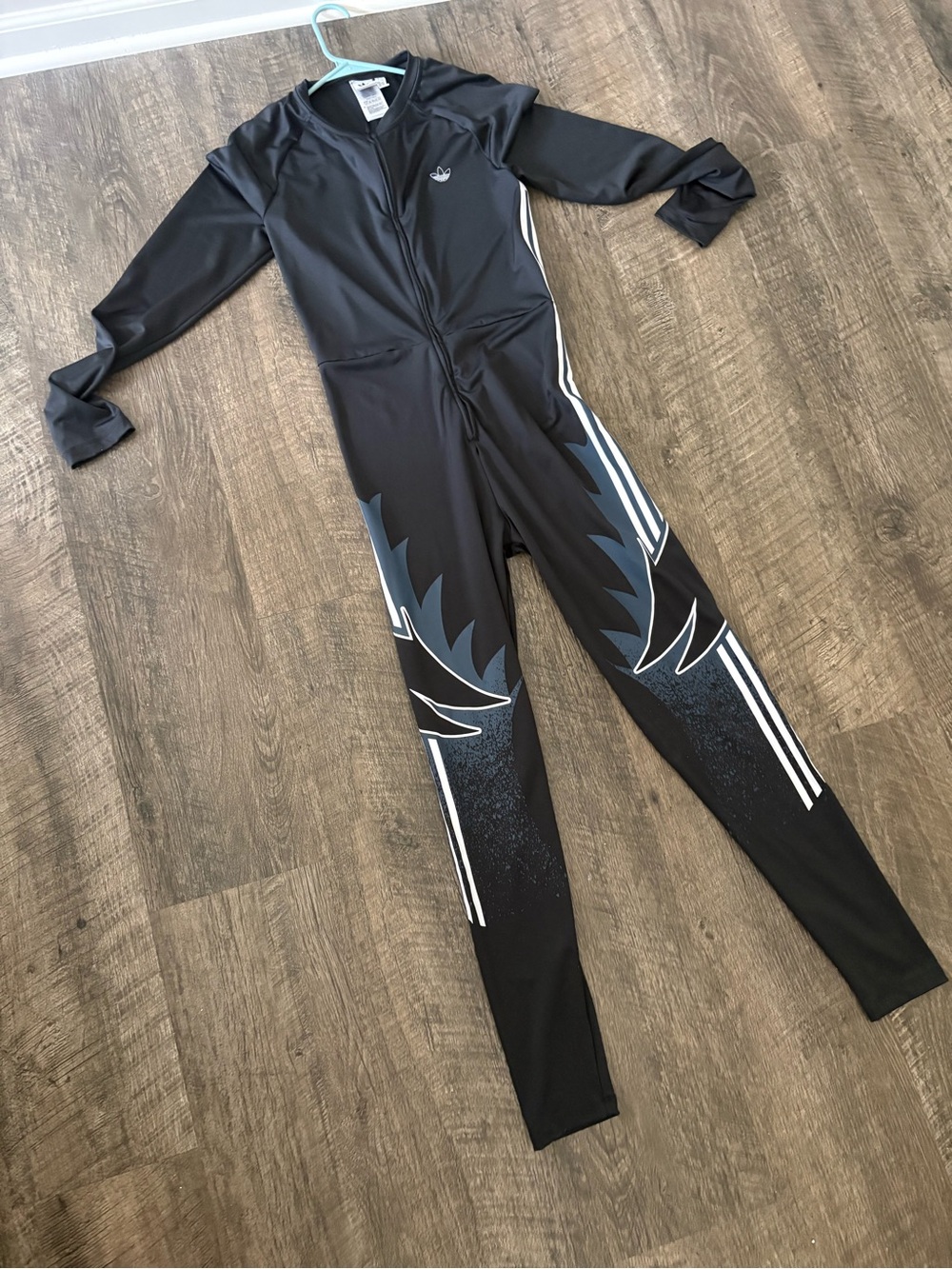 adidas Black Long-Sleeve Graphic Jumpsuit